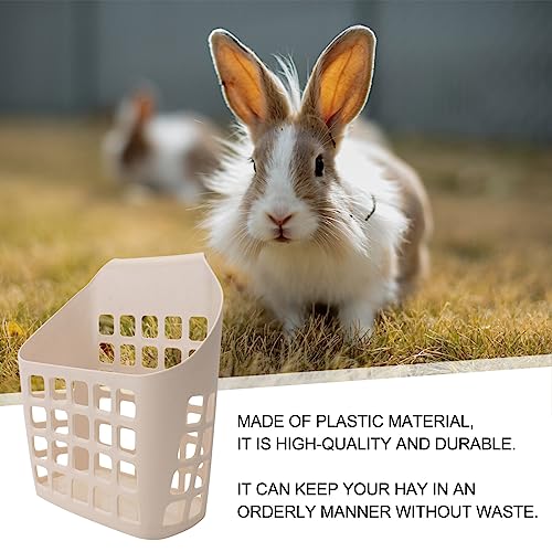 ULTECHNOVO 1pc Capacity Feeder Hanger Basket Plastic Hay Holder for Guinea Pigs Chinchillas and Animals Waste-reducing Design for Easy Feeding - color: Beige