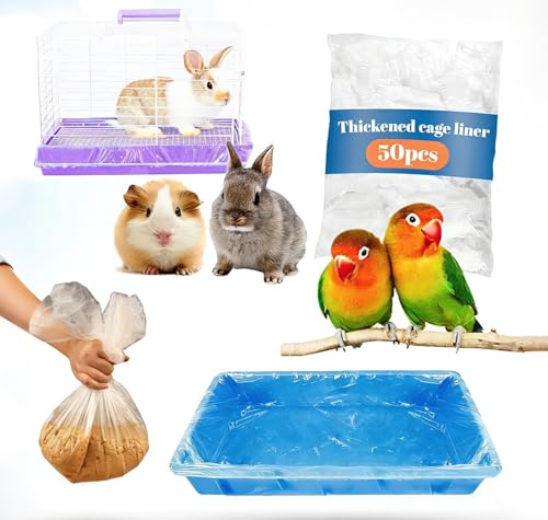 Disposable small animal cage liners; plastic liner covers sizes 20x20, 20x22, 20x18,14x18 inches, suitable for rabbits, birds, guinea pigs, and chinchillas.