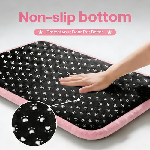 Dog Bed Mat, Reversible Crate Pad & Cute Dog Bed - Machine Washable Kennel Mat with Ultra Soft for Small Dogs (Big&Small Stars Pink, 24" L*18" W*1.5" Th) - color: Big&Small Stars Pink, size: 24"L*18"W*1.5"Th