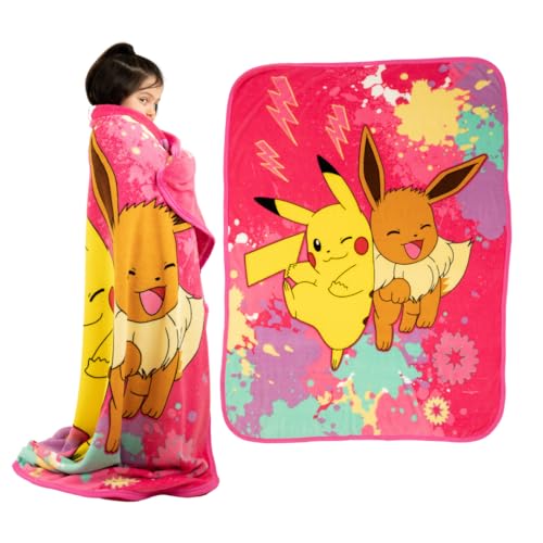 Pokemon Anime Pikachu and Eevee Kids Bedding Super Soft Micro Raschel Throw, 46 in x 60 in, (Official Licensed Product) by Franco - color: Pokemon Girl, size: 46 in x 60 in