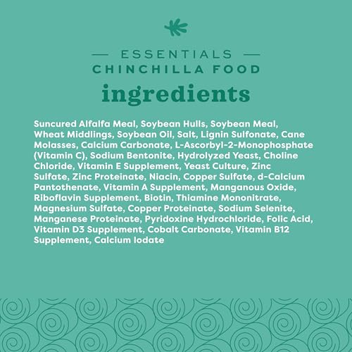 Oxbow Essentials Chinchilla Food, Made with Oxbow Alfalfa, Vitamin & Mineral Rich Food for Chinchillas, Small Animal Pet Pellets, Made in USA, High Fiber, 3 lb Bag | High-Fiber Chinchilla Food Pellets With Oxbow Alfalfa, Prebiotics, Chelated Minerals, No