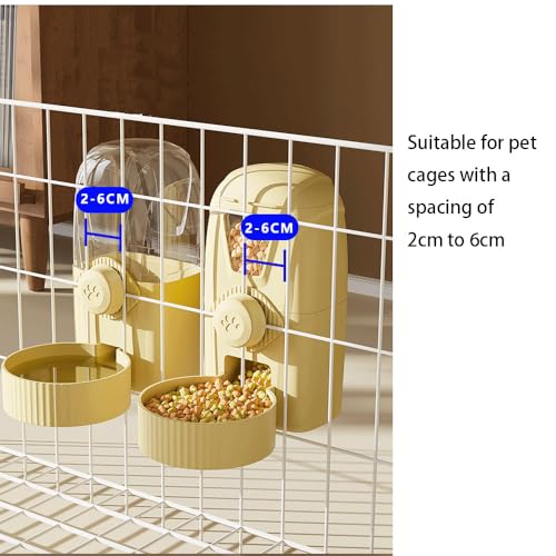 Hanging Pet Feeder Water Dispenser Set - 2-in-1 Gravity Food Water Bowl for Cats Small Dogs Rabbits, Cage Mounted No-Spill Pet Feeding Station (Light Coffee) - color: Light coffee