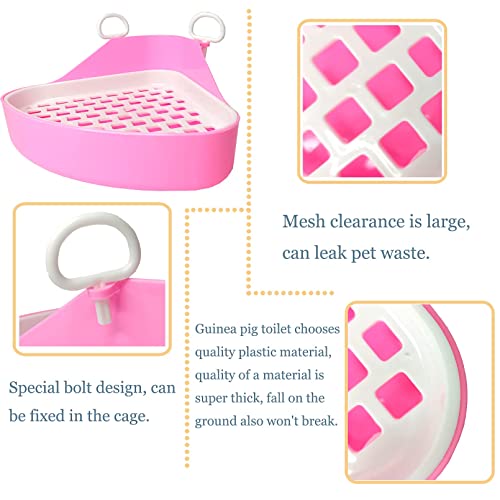 Hamiledyi Guinea Pig Potty Trainer Corner, Small Animals Triangle Plastic Litter Box, Bedding Litter Box Pee Pan Tray Toilet for Hamster Gerbil Bunny Ferret Chinchilla Hedgehog (Pink) - color: Pink
