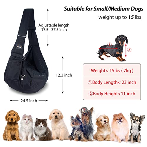 NATUYA Pet Dog Sling Carrier - Waterproof and Windproof Puppy Carrier Bag, Adjustable Strap Hand-Free Dog Sling for Outdoor Activity or Subway