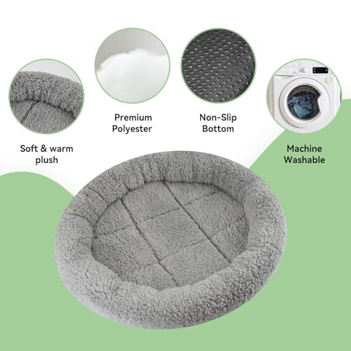 LESYPET Cat Bed for Indoor Cats, Small Pet Bed Curl Sleep Cushion with Raised Pillow Around, Non-Slip Bottom Washable Pet Beds Mat for Small Pets Rabbit Hamsters, Round Diameter 15.7"