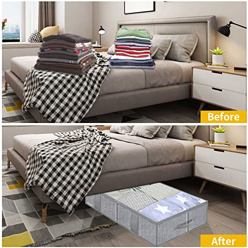 Onlyeasy Breathable Under Bed Storage Bags with 4 Reinforced Handles and Sturdy Side Wall, 2 Pack Eco-friendly Underbed Clothing Blankets Organizer with 2 Strong Zippers, Herringbone Grey, MXRUBBSS2P - color: Upgraded Firm Side Wall - Herringbone Grey