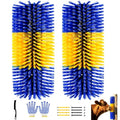 2 Packs Livestock Scratch Brush, Goats Brush Horse Scratching Post | Stiff Bristle, Itch Relief, Self-grooming, Full Massage, Livestock Scratching Brushes Set, with Cleaning Tool and Gloves - color: Blue