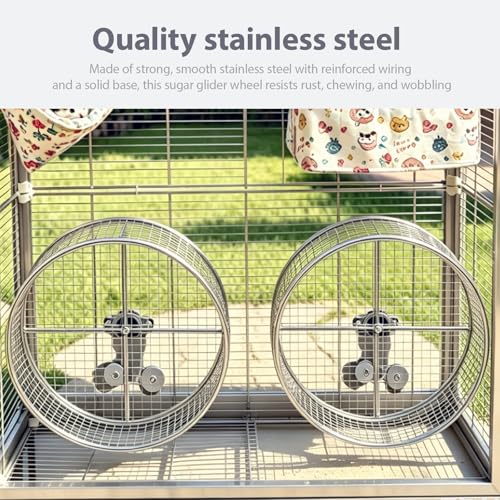 11.8" Silent Chinchillas Wheel Stainless Steel Chinchilla Exercise Wheel | Quiet Running Wheel for Chinchilla Hamster Rodent Wheel for Syrian Hamsters,Sugar Gliders,Hedgehogs,Squirrels and Small Pets
