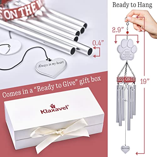 Pet Memorial Wind Chimes - 19" Rainbow Bridge Pet Memorial Gifts, Thoughtful Loss of Cat or Dog Gifts, Wind Chime with Poem and Red Collar, Durable Metal Outdoor Chimes Pet Sympathy Gift