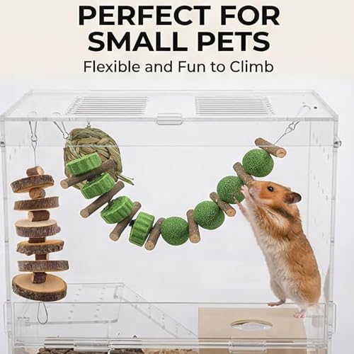 5pcs Hanging Rabbit Chew Toys Hay Ball Apple Stick Wood Pet Snack | natural timothy hay sticks for rabbits guinea pigs pets Teeth grinding support high fiber digestion handmade no additives - style: String-5pcs