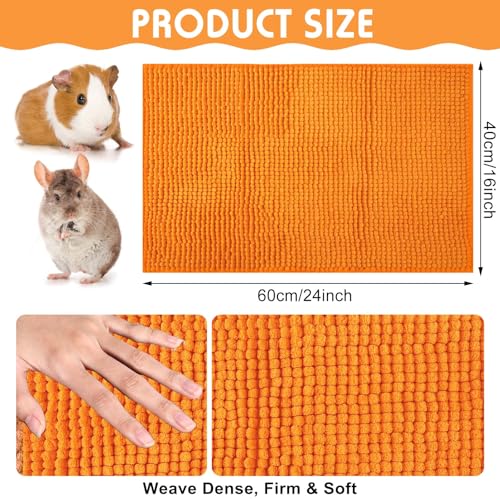 4 Pcs Guinea Pig Cage Liner 16 x 24 Inch Washable Chenille Pee Pads Pet Dog Cat Bedding Training Mat Reusable for Small Animals Puppy Bunny Hamster Chinchilla - color: Orange, size: 16 x 24 Inch, style: Low Pile Chenille