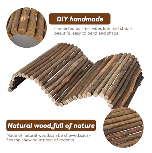Large Wooden Rabbit Bridge Ladder,19.68 x 11.81 inches Flexible Bunny Tunnel Hideout House Hamster Natural Chew Toy Small Animal Climbing Ramp for Guinea Pig Chinchilla Rabbit Ferret Hedgehog