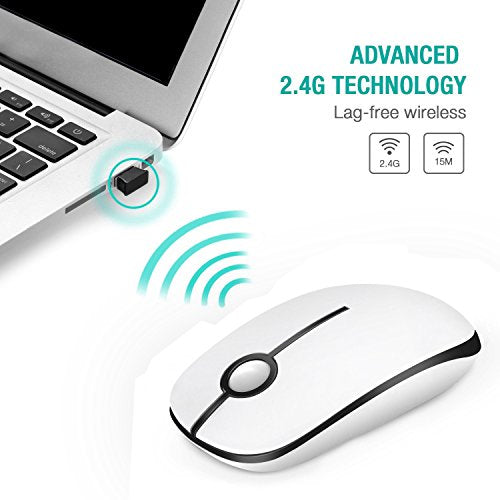 VssoPlor Wireless Mouse, 2.4G Slim Computer Laptop Mouse, Black and White | Portable Mouse, Plug & Play USB Nano Receiver, Quiet Silent Optical Mice for Notebook, PC, Laptop, Computer, Windows, Mac - color: Black and White