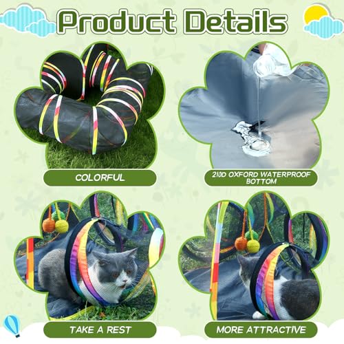 CypherX Outdoor Rainbow Cat Enclosure, 5 in 1 Portable Cat Tents for Outside Cage Free Outside Pet Enclosure Cat Tunnel Outdoor Playground for Indoor Cats and Small Animals - size: 5 in 1 Haven(11.8"W)
