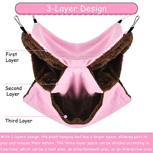 3 Tier Ferret Rat Hammock,Guinea Pig Cage Accessories,11.8x11.8 Inches,Pet Cage Hanging Bunkbed Hammock for Small Animals,Guinea Pig,Ferret,Kitten,Squirrel,Chinchilla,Rat,Parrot - color: pink