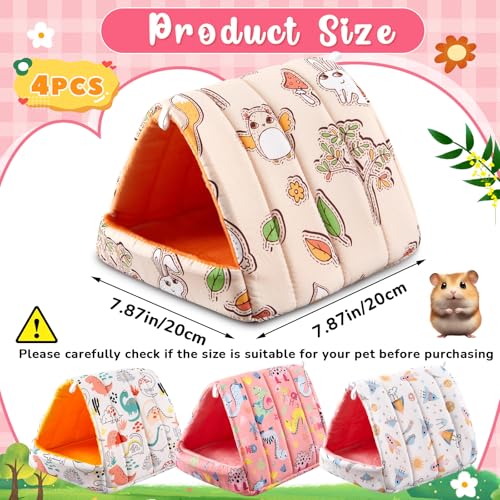 Cinnvoice 4 Pcs Guinea Pig Hideout, Guinea Pig Bed Tunnel, Rabbit Washable Small House Cage Accessories for Bunny Hedgehog Mouse Chinchillas Hamsters Ferrets Bearded Dragons Rats(Cartoon, 7.9 in) - size: 7.9 in, style: Cartoon