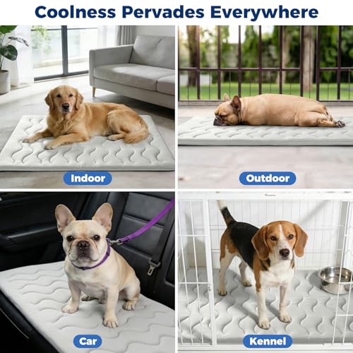 2026 Q-MAX＞0.5 Large 39"×28" Arc-Chill Double-Sided Dog Cooling Mat | Upgraded Portable Waterproof Washable, All-Season Use, Indoor&Outdoor Pet Bed Mat for Dogs&Cats - size: Large