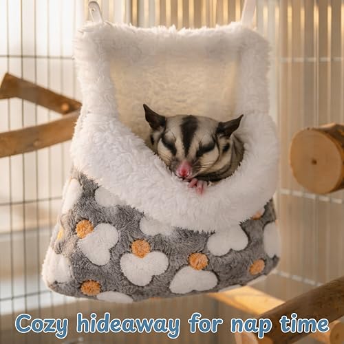 Sugar Glider Sleeping Pouch Bed Cage, 2pcs Hanging Warm Comfortable Sleeping Pouch Bag, Sugar Glider Hideout Habitat Decoration Cozy Cage Accessories, Nest Bed for Small Animals (Hammock) - color: Hammock