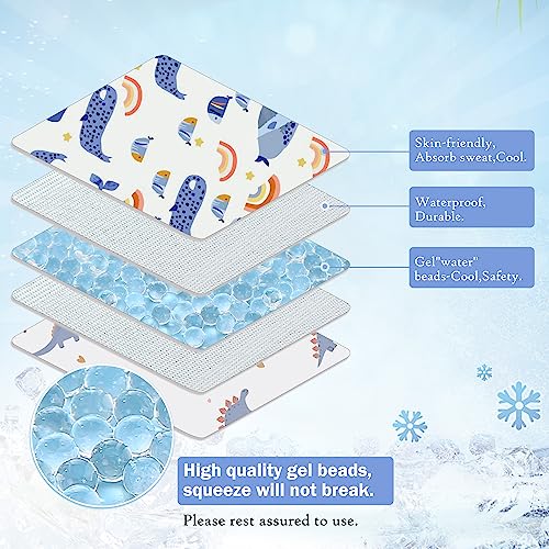 Gel Car Seat Cooler Pad,1 Pack Double Sides-Universal Baby Stroller Ice Cushion Mat,Summer Cooling Seat Liner,Multifunctional Suitable for Baby Dining Chair,Child Safety Seat(Whale + Blue Dinosaur) - color: Whale + Blue Dinosaur