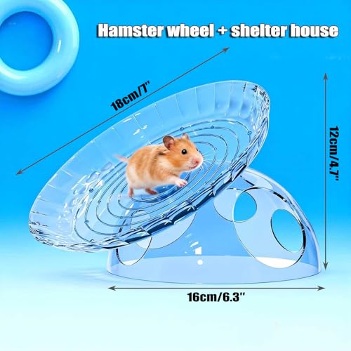 Hamster Wheel, 7 Inch Silent Exercise Running Wheel with Escape Holes, Quiet Spinner Toy for Guinea Pigs, Sugar Gliders, Gerbils (Blue) - color: blue