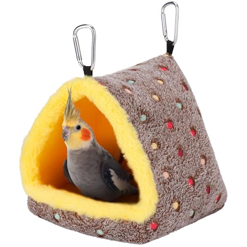 MEWTOGO Medium Winter Warm Bird Nest House with Support Board for Cage | Comfortable Bird Bed with Mat, Hanging Hammock Hut Gift, for Cockatiel Monk Parrots Sun Conure, 7.9"D x 7.9"W x 8.7"H - size: Medium