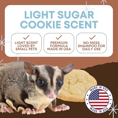 Waterless Shampoo for Small Critters - 8oz Cruelty Free Dry Shampoo - No Rinse for Pet Ferrets, Guinea Pigs, Hedgehogs, Sugar Gliders, Rabbits & Hamsters (8 oz, Light Sugar Cookie)