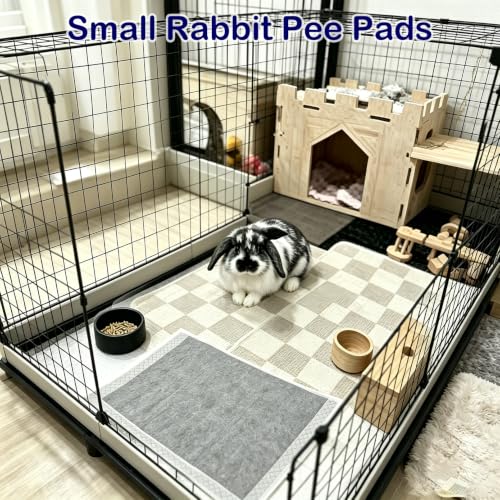100 Pcs Rabbit Pee Pads,Puppy Potty Training Pad Small Animals Super Absorbent Disposable Cage Liners Bamboo Charcoal Quick-Dry Mats for Rabbits Hedgehogs Chinchillas Cats Dogs(13x18In)