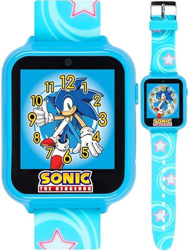 Accutime Kids SEGA Sonic The Hedgehog Blue Educational Touchscreen Smart Watch Toy for Boys, Girls, Toddlers - Selfie Cam, Learning Games, Alarm, Calculator, Pedometer (Model: SNC4133AZ) - color: Sonic Star