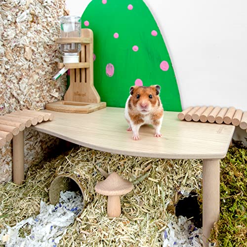 Niteangel Hamster Play Wooden Platform: Wave - 15.7" L x 9" W - 7" H | Can Maximizes Cage Space & Enriches Pet environment for Dwarf Syrian Hamsters Gerbils Mice Degus or Other Small Pets - size: Wave - 7'' Height