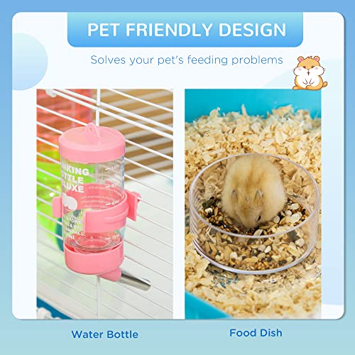 PawHut Extra Large 23" Hamster Cage with Tubes and Tunnels, Portable Carry Handles, Rat House and Habitats Big 5-Tier Design, Mouse Cage Includes Exercise Wheel, Water Bottle, Food Dish, Light Blue | Portable Carry Handles, Rat House and Habitats, Big 5-T