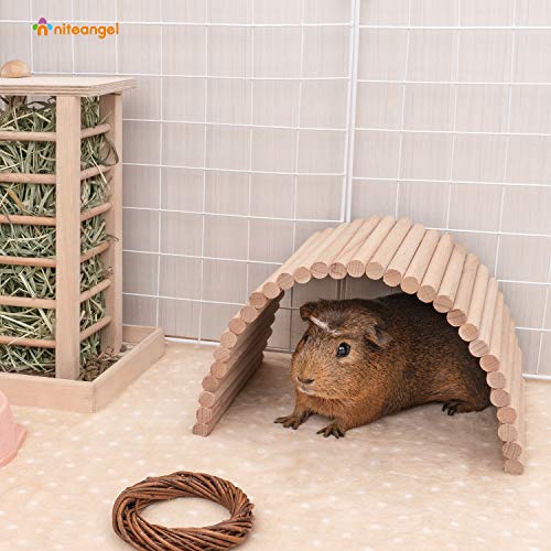 Niteangel Hamster Climbing Ladder Wooden Suspension Bridge for Guinea Pigs Rats Hedgehog Gerbils Mouse Sugar Glider and Other Small Animals (Medium) - size: 15.7" x 7.9"