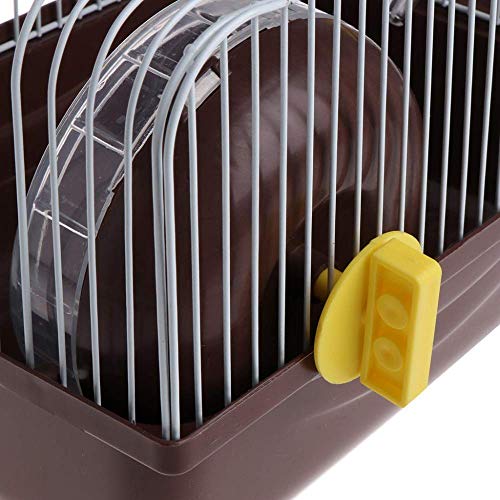 Small Pet Hamster Cage with Running Wheel Water Bottle Food Basin Portable Carrier House Mice Home Habitat for Going Out, Traveling (Coffee) - color: Coffee