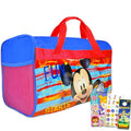 Disney Mickey Mouse Duffle Bag Set for Boys, Kids ~ 4 Pc Bundle With Mickey Carry On Travel Bag, Stickers, Door Hanger, and More | Mickey Mouse Sleepover Travel Activity Set