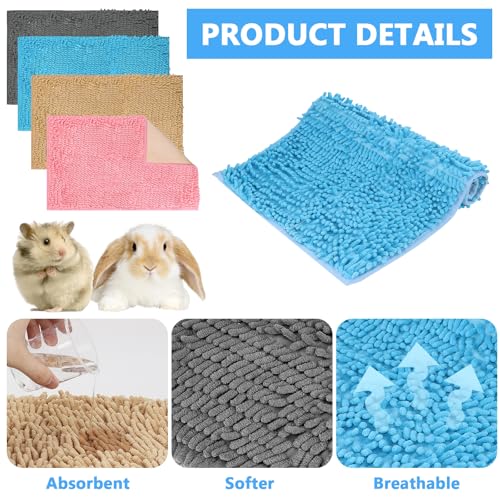 8 Pcs Guinea Pig Cage Liner,Small Washable Fleece Pet Pee Pads | Non-Slip Reusable Training Pad Animal Sleeping Bedding Mat for Bunny, Rabbit, Hamster, Chinchilla Cage,16x12 Inch - size: 12x16"