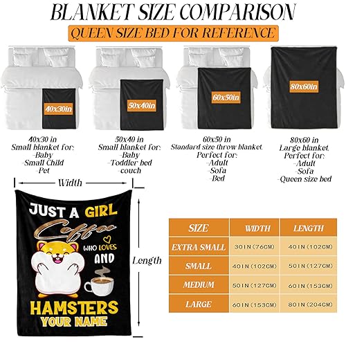 Custom Hamster Throw Blanket for Kids Pets Gifts, 40” x 30” | Soft Flannel, Lightweight but warm, Machine washable, HD print, Wrinkle & shrink resistant, Anti-pilling, Suitable all ages - color: Hamster Blanket 2 Custom, size: XS(30"X40")
