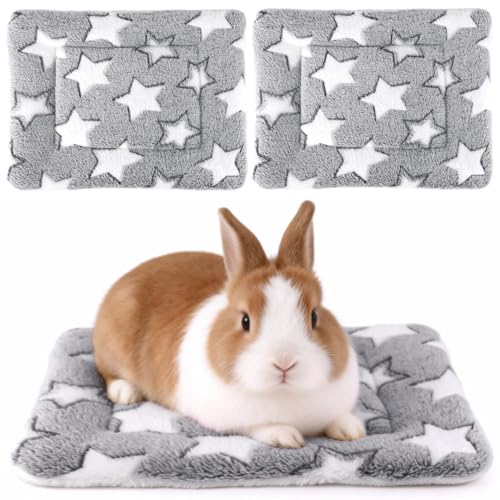 Guinea Pig Bed, 2 Pack (12x10 Inch) Soft Plush Small Animal Bed Mat, Washable Bedding Blanket Sleeping Warm Pad for Bunny, Rat, Ferret, Chinchilla - color: Gray