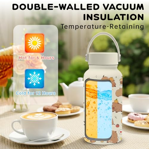 Gifts for Capybara Lover, 25oz Capybara Water Bottle with Straw Lid & Direct-drink Lid- Cute Kapibara Insulated Water Bottles, BPA-free Leakproof Sports Waters Bottle for School Travel, Gift Cup - color: Capibara