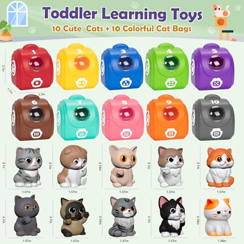 Learning Toys for Toddlers 1 2 3 Year Old Toddlers, 20Pcs Kitten Finger Puppets for Kids, Montessori Counting, Matching & Sorting Toy, Christmas Birthday Gifts for Baby Boys Girls Age 12-18 Months - style: KITTEN