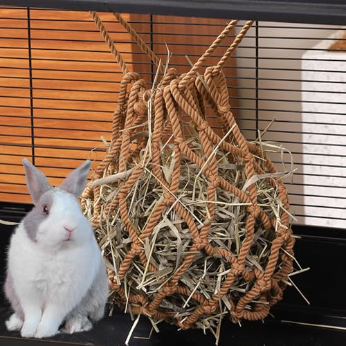 Rabbit Hay Feeder Bags, 2PCS Guinea Pig Feeding Net Bags Rabbit Treat Bags Feeder Net Set for Bunny Chinchilla Hamster Guinea Pig
