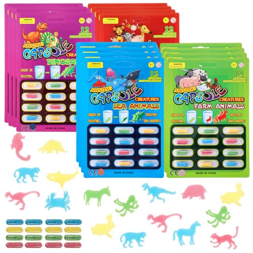 Gejoy 8 Pack Water Growing Capsules for Kids Water Animals Capsules Magic Dinosaur Unicorn Sea Creature Bath Toys for Party Cognition Sponge Pills Bath Expanding Foam (Animal)