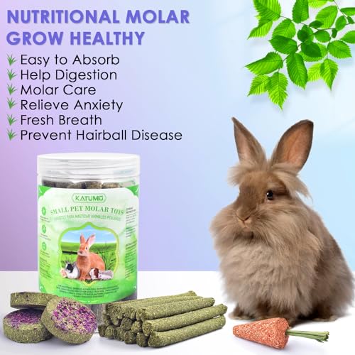 KATUMO Timothy Hay Sticks, Rabbit Chew Sticks Bunny Chew Toys for Teeth | 24pcs, Healthy Rabbit Food, Rabbit Chew Toys for Teeth, Suitable for Rabbits, Guinea Pigs Hamster Chinchilla and Small Pets - size: 0.37 Ounce (Pack of 24)