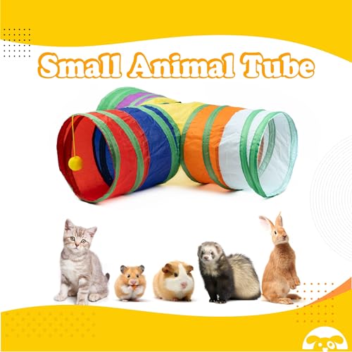 PetnBeyond Guinea Pig Tunnels, Collapsible 3 Way Play Tunnel and Tubes with Interactive Ball Toys, Small Animal Hideout, Hideaway for Guinea Pig, Chinchilla, Ferret, Rat, Hamster, Hedgehog, Bunny