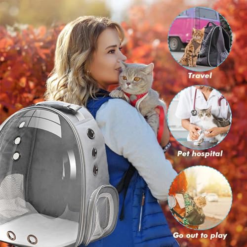 Cat Backpack Carrier, Pet Cat Carrier with Ventilated Design for Carrying Puppy Cats, Pet Carrier Backpack for Traveling/Hiking/Camping/Outdoors Airline Approved Travel Carrier(Grey) - color: Grey