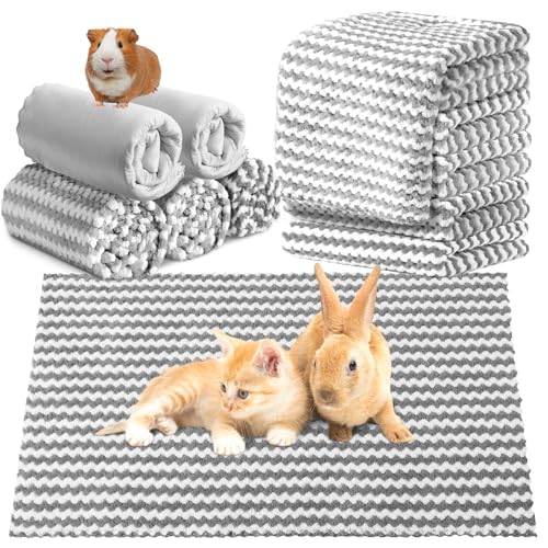 Hahafelt 5 Pcs Waterproof Guinea Pig Fleece Bedding Blankets Absorbent Guinea Pig Cage Liner Washable Small Animal Pee Pad Reusable Pet Blanket Wash Cloth Bedding Mat Pad(Gray,18 x 24 Inch) - color: Gray, size: 18 x 24 Inch