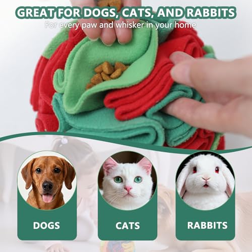 Snuffle Ball for Dogs - Interactive Dog Toys to Keep Them Busy, Dog Puzzle Toy with Soft Fabric for Small, Medium, Large Dogs Daily Companionship, Training Reward Gift - color: Red & Green, size: Small