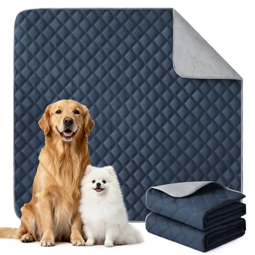 Eterish Reusable Washable Pee Pads for Dogs Large/Extra Large 36'' x 41'' 2 Pack, Absorbent Pet Puppy Dog Training Pads Non-Slip, Waterproof Whelping Potty Pads for Dogs Leak-Proof - color: Navy Blue, size: 2 Pack (36"x41")