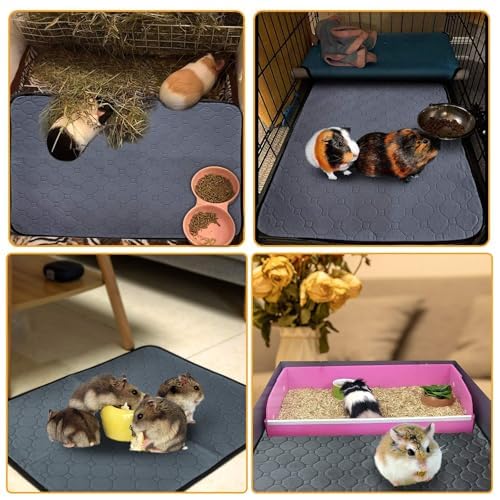 Guinea Pig Cage Liners, 12''X12'' Washable Guinea Pig Pee Pads, Non Slip Reusable Super Absorbent Guinea Pig Training Mat Bedding Fleece for Small Animals Hamster Rabbit Chinchilla Rat, 5Pack - size: C&C 1x1(12" x 12") 5Pack