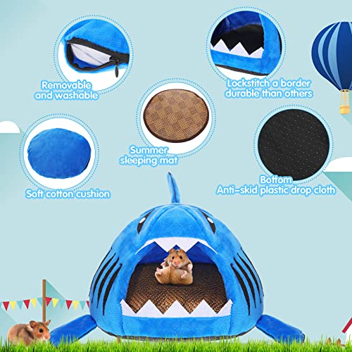 Jetec Shark Guinea Pig Bed Hideout Guinea Pig Animals Bed House Warm Small Hamster Nest Sleeping Mat Cushions Dutch Hamster Hedgehog Rat Chinchilla(Navy Blue) - color: Navy Blue