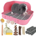 Rabbit Litter Box, Bunny Litter Box, Guinea Pig Potty Trained, Square Small Animal Toilet Potty Pan for Rabbit Guinea Pig Ferret Hamster Chinchilla (Pink) - color: Pink