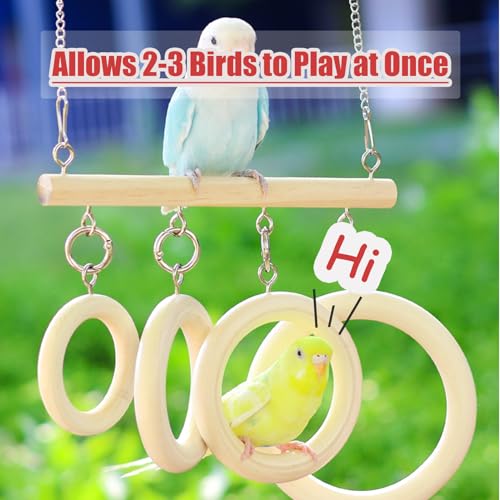 Bird Swing Rings for Cage,Hanging Bird Toys Natural Wooden,Bird Perch Climbing Toys,Parrot Perch Stand for Conure,Budgie,Cockatiel,Lovebird,Canary,Finch,Hamster,Small Pets Accessories,4-Ring (Ring) - color: Ring